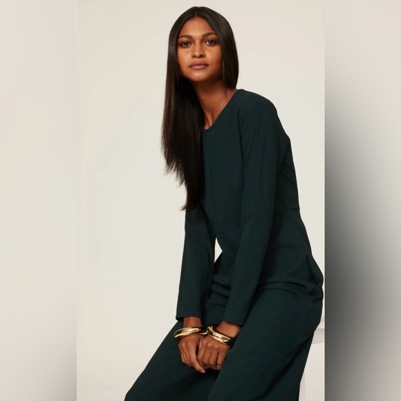 Adam Lippes- Elegant Dark Green Wide Leg Jumpsuit. Size 12 - Picture 4 of 15